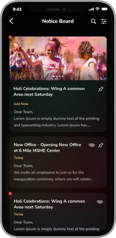 BelleVie app: Notice board