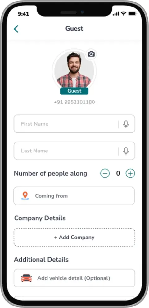 BelleVie app: Visitor check-in