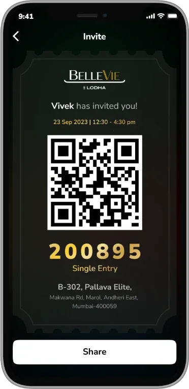 BelleVie app: Guest invitations